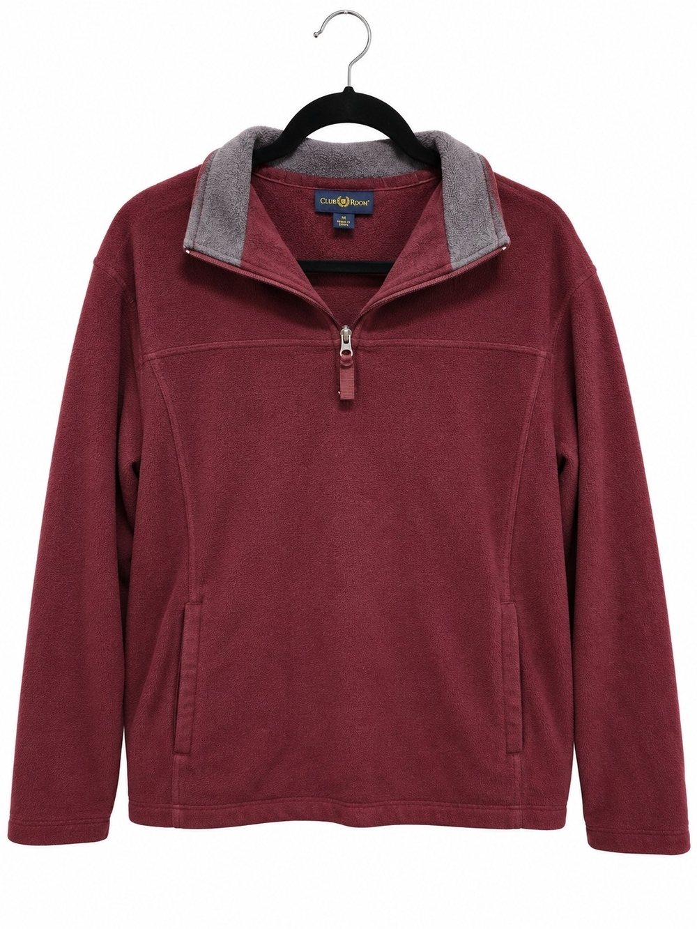 Club Room Burgundy Quarter-Zip Fleece Pullover – Size Large